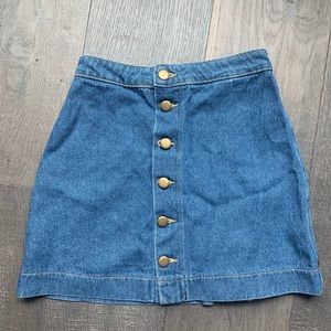 Denim Button Front A-Line Mini Skirt